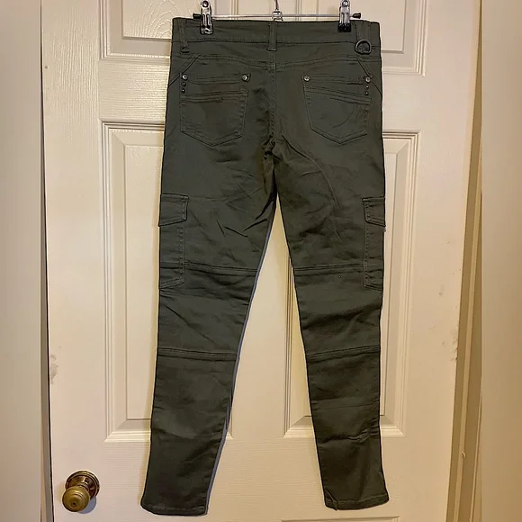 Army Green Military Style Cargo Skinny Pants - Picture 2 of 2